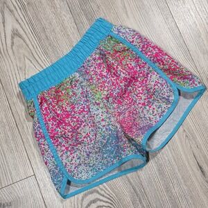 Skechers Active Splatter Print Running Shorts - Blue Pink - Little Girls Size 5T